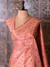 Peach pure Jamwar Tanchui banarasi saree: PBR56E1