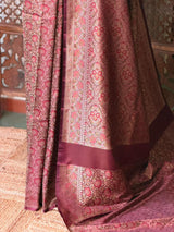Deep maroon pure Jamwar Tanchui banarasi saree: PBR56E2