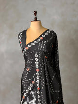 Black crepe silk saree- PBR46B