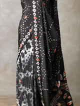 Black crepe silk saree- PBR46B