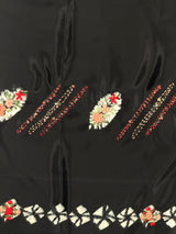 Black crepe silk saree- PBR46B