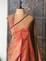 Maroon pure Jamwar Tanchui banarasi saree: PBR56E4
