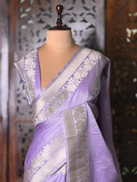 Lavender pure zatin Banarasi silk saree - RAZ2M