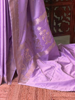 Lavender pure zatin Banarasi silk saree - RAZ2M