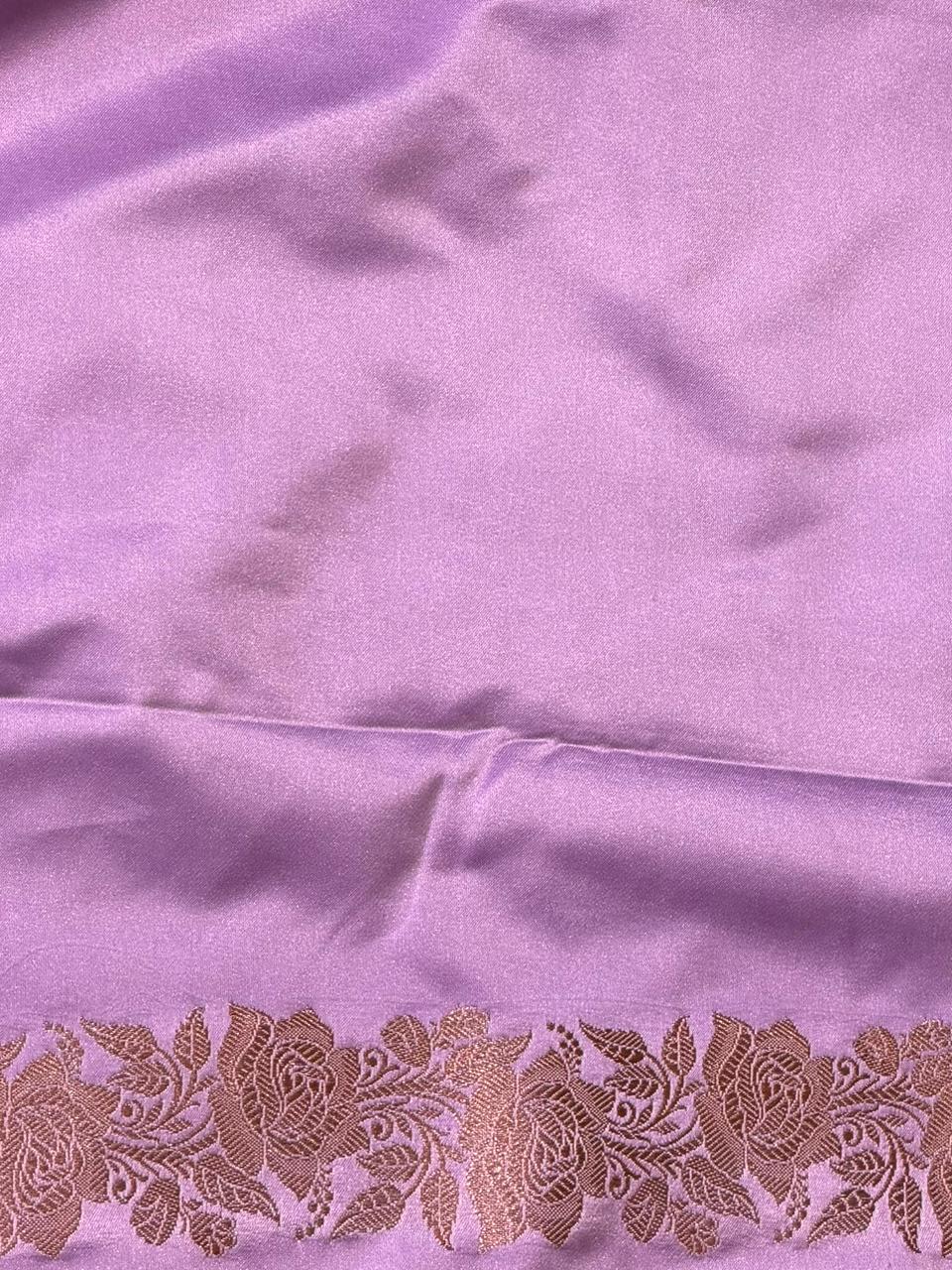 Lavender pure zatin Banarasi silk saree - RAZ2M