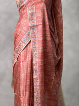 Earthy peach semi tusser saree- PBR45A
