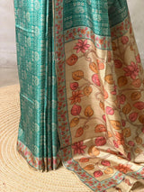 Blue semi tusser saree- PBR45B