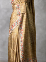 Olive Green semi tusser saree- PBR45C