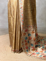 Olive Green semi tusser saree- PBR45C