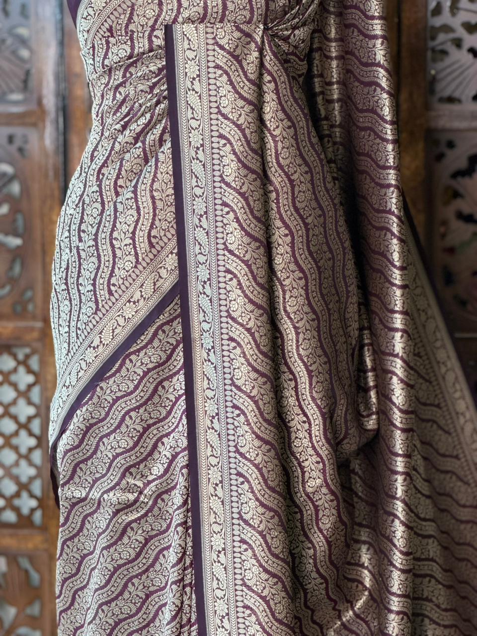 Deep Purple Katan Banarasi silk saree - RAZ3H