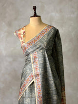 Grey semi tusser saree- PBR45E