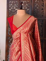 Red Katan Banarasi silk saree - RAZ3J