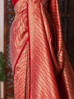 Red Katan Banarasi silk saree - RAZ3J