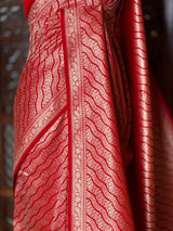 Red Katan Banarasi silk saree - RAZ3L