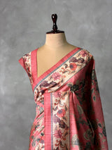 Peach semi tusser saree- PBR45F