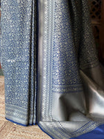 Deep blue Katan Banarasi silk saree - RAZ3M