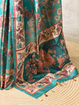 Blue semi tusser saree- PBR45G