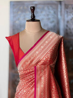 Deep Orange Katan Banarasi silk saree - RAZ3N
