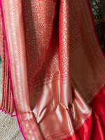 Deep Orange Katan Banarasi silk saree - RAZ3N
