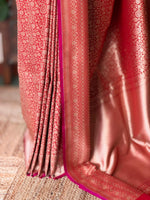 Deep Orange Katan Banarasi silk saree - RAZ3N