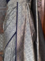 Deep blue Katan Banarasi silk saree - RAZ3O