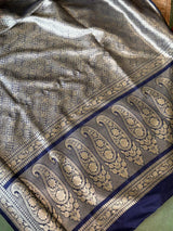 Deep blue Katan Banarasi silk saree - RAZ3O