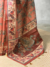 Earthy peach semi tusser saree- PBR45I