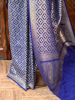 Royal blue Katan Banarasi silk saree - RAZ3V