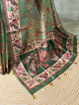 Green semi tusser saree- PBR45J