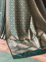Dark Green Katan Banarasi silk saree - RAZ3W