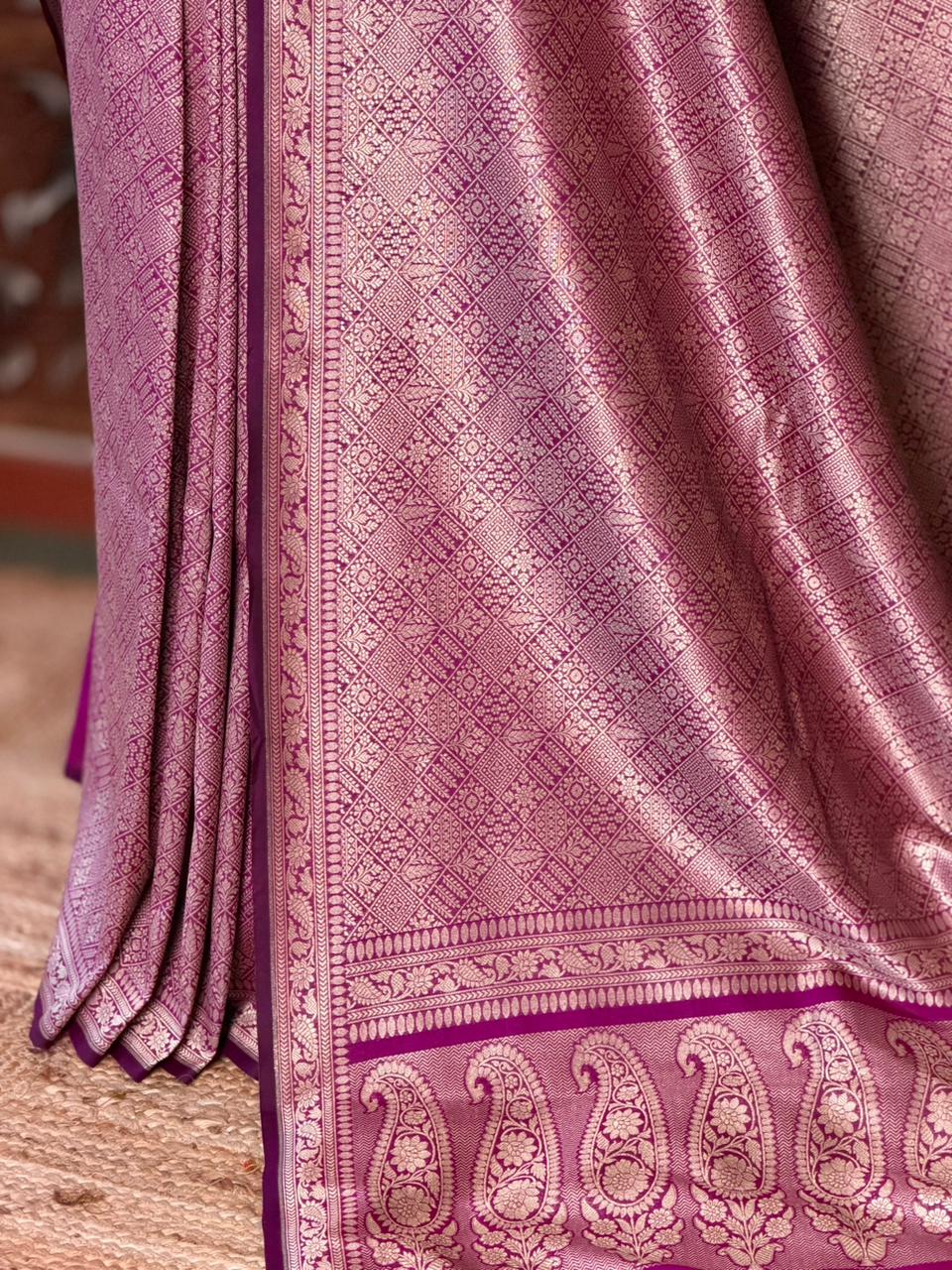 Magenta Katan Banarasi silk saree - RAZ3P