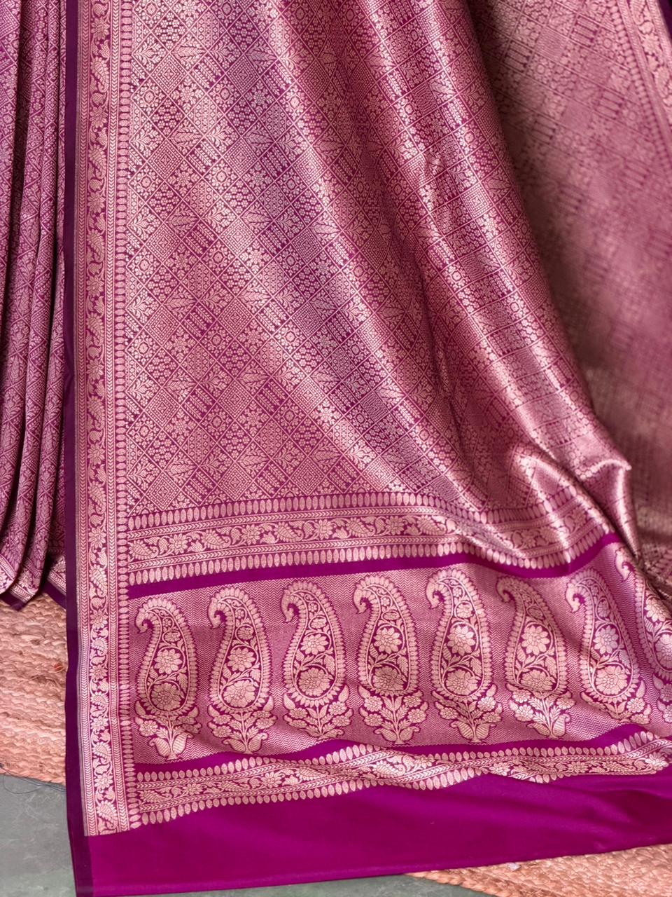Magenta Katan Banarasi silk saree - RAZ3P