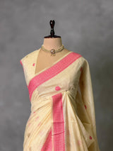 Sandal jamdani cotton silk saree- PBR47D