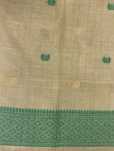 Sandal jamdani cotton silk saree- PBR47E
