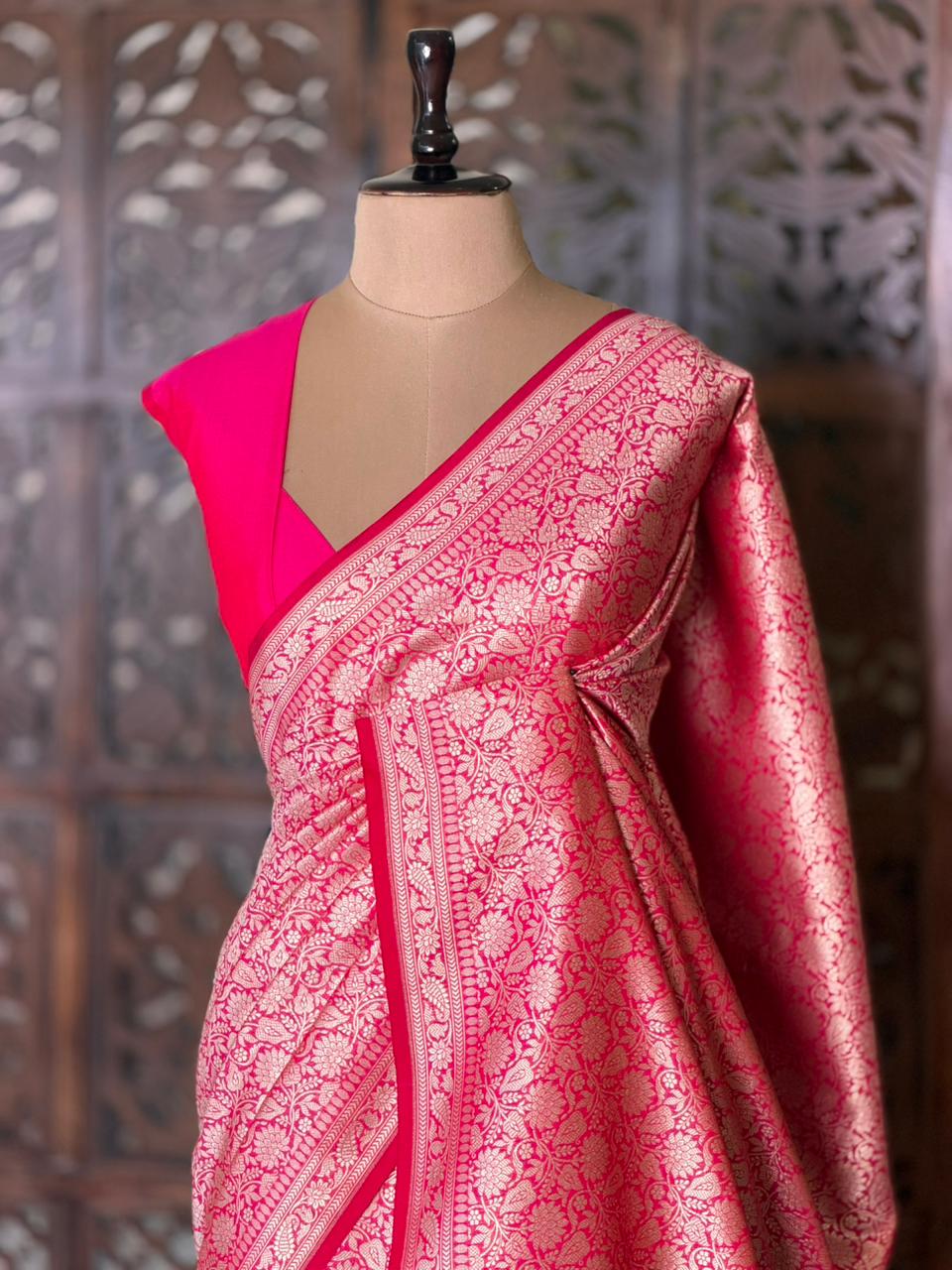 Rani pink Katan Banarasi silk saree - RAZ4
