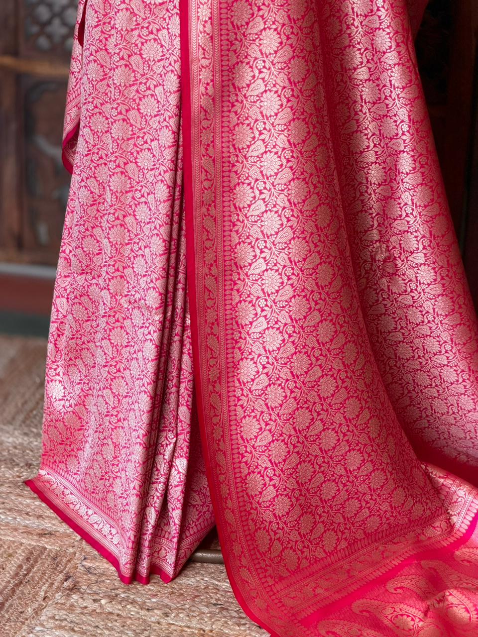 Rani pink Katan Banarasi silk saree - RAZ4