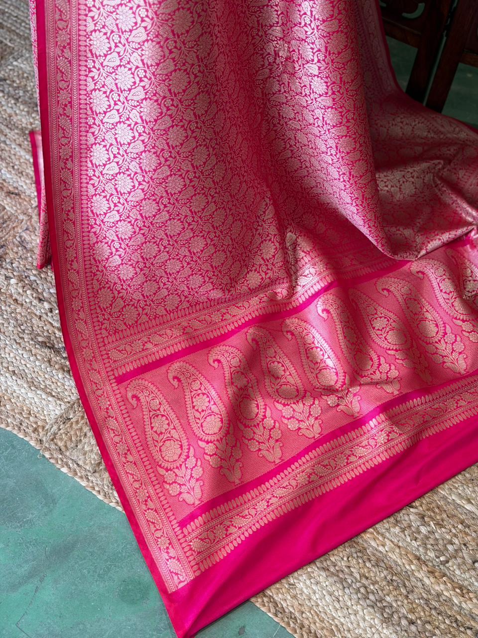 Rani pink Katan Banarasi silk saree - RAZ4