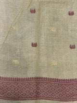 Sandal jamdani cotton silk saree- PBR47G