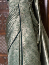 Dark Green Katan Banarasi silk saree - RAZ3Q