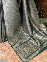 Dark Green Katan Banarasi silk saree - RAZ3Q