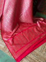 Reddish pink Katan Banarasi silk saree - RAZ4A