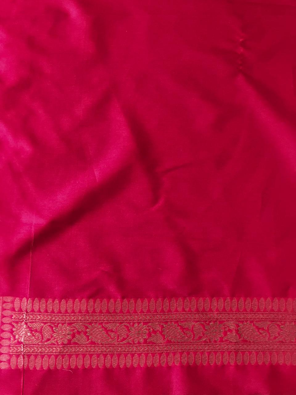 Reddish pink Katan Banarasi silk saree - RAZ4A