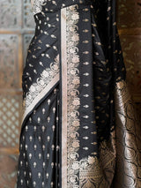 Black zatin Banarasi silk saree - RAZ1II