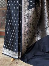 Black zatin Banarasi silk saree - RAZ1II