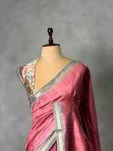 onion Pink semi tusser saree- PBR28D5