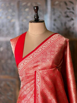 Red Katan Banarasi silk saree - RAZ3R