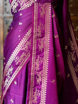 Violet zatin Banarasi silk saree - RAZ1IA