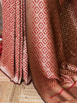 Deep Maroon Katan Banarasi silk saree - RAZ3Y