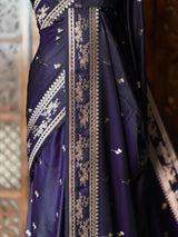 Navy Blue zatin Banarasi silk saree - RAZ1IB