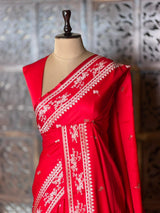 Red zatin Banarasi silk saree - RAZ1IC